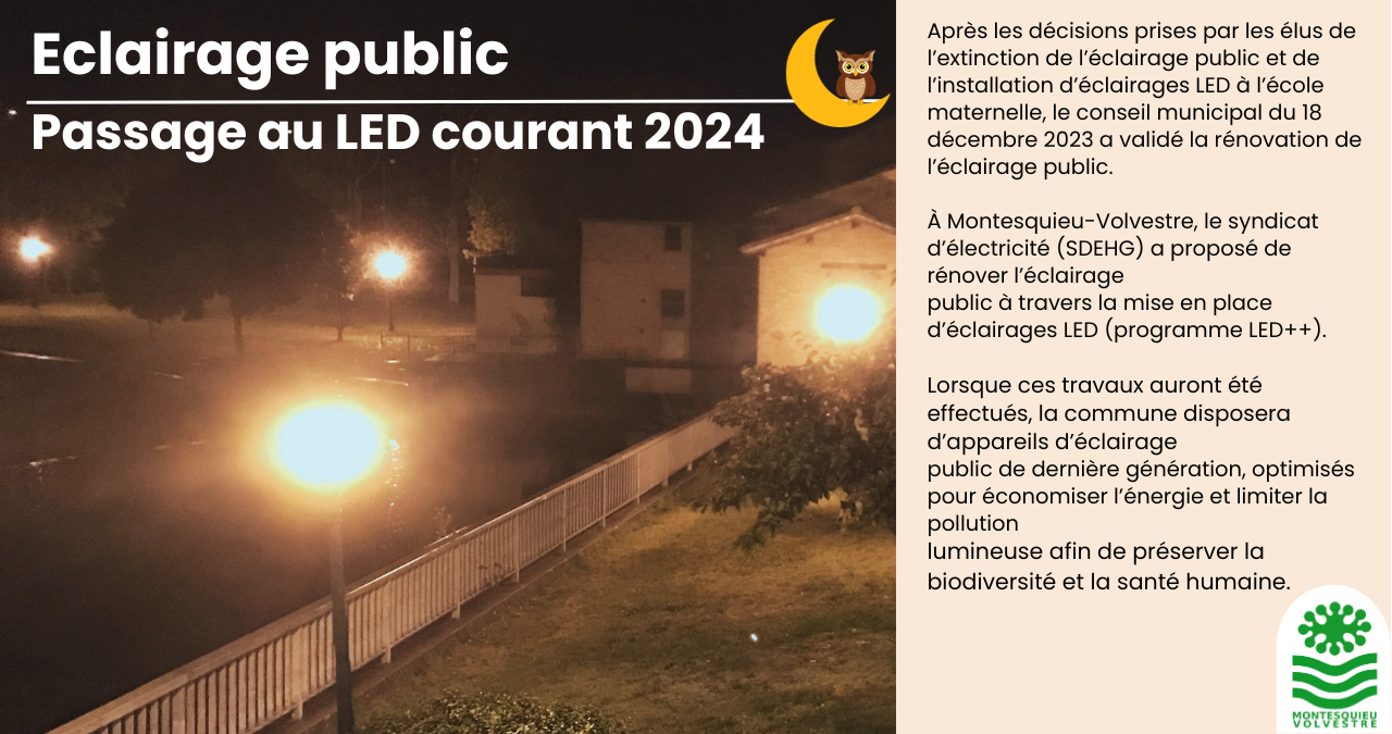 Eclairage public : passage au LED courant 2024