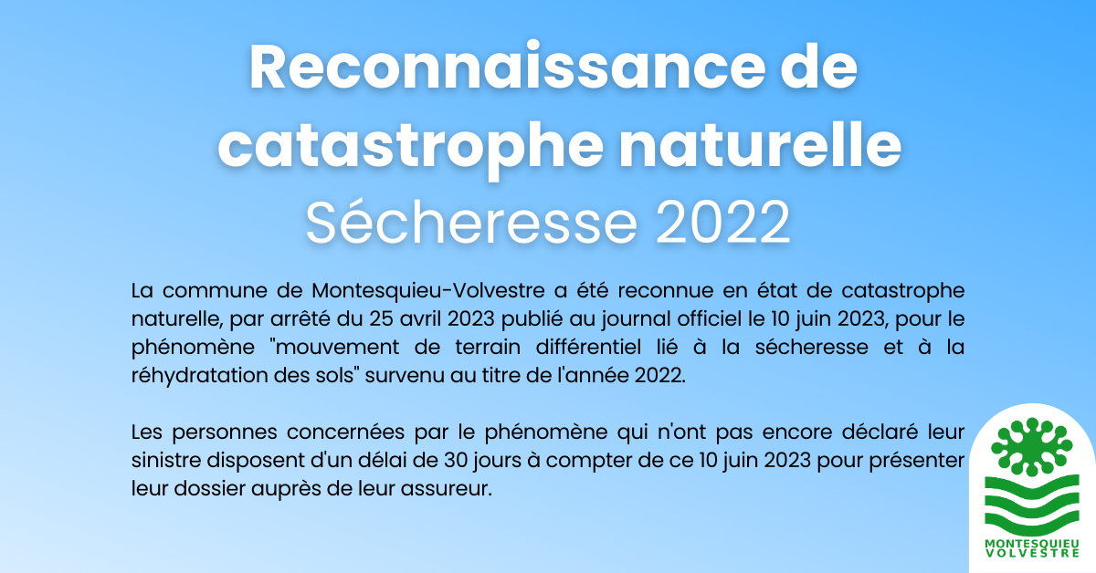 Sécheresse : reconnaissance de catastrophe naturelle