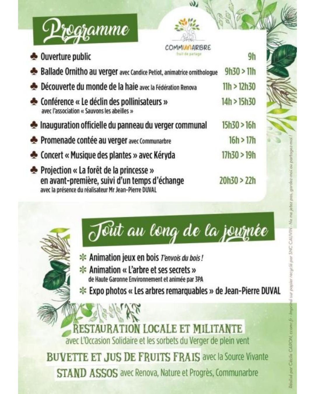 Fête des arbres - Programme