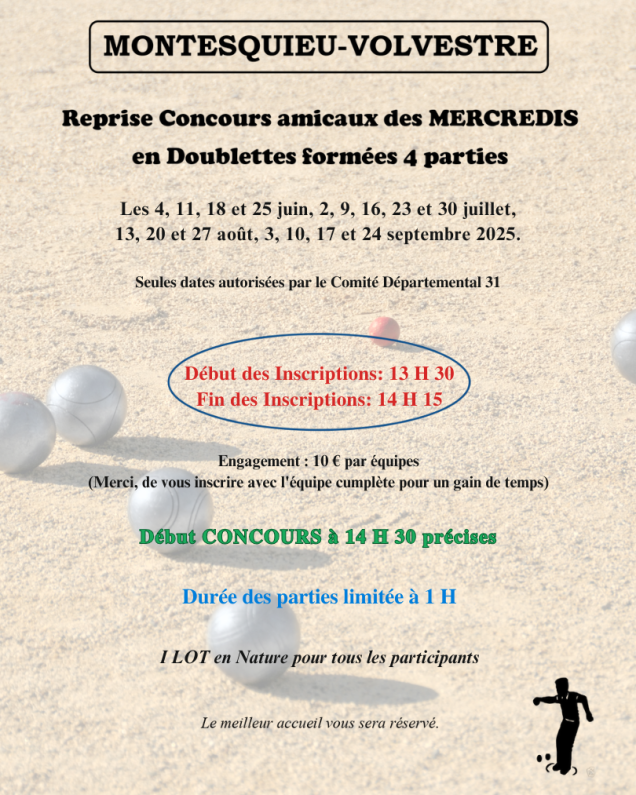 Reprise des concours de Pétanque Montesquieu-Volvestre