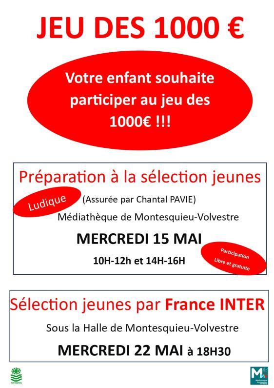 Jeu des 1000 € : préparation à la sélection jeunes