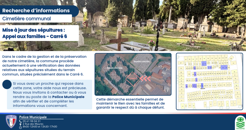 Cimetière communal : Mise à jour des sépultures