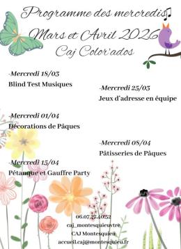 Les Mercredis au CAJ Mars & Avril